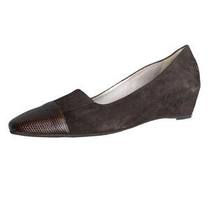 Aquatalia Brown Suede Wedge Pumps Cap Toe Size 9